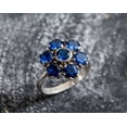 thumbnail image 3 of Flower Halo Sapphire Ring, Round Sapphire Ring, September Birthstone Gift, 3 of 3