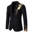 thumbnail image 3 of Toimothcn Mens Blazer Jacket Autumn Winter Casual Slim Fit Suit Jacket Gold Floral Embroidery Business Lapel Two Button Warm Blazer Comfy Men's Clothing, 3 of 4
