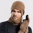 thumbnail image 4 of 3 Pcs Men Winter Beanie Hat Casual Scarf and Touch Screen Gloves Set for Men, 4 of 8