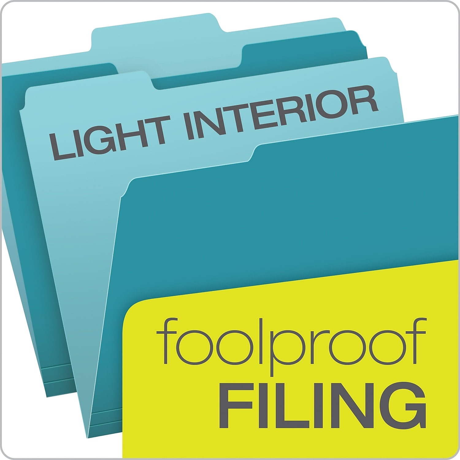 Pendaflex Interior File Folders 1/3 Cut Top Tab Letter Aqua 100/Box 421013AQU