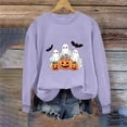 thumbnail image 5 of Turilly Women's Halloween Ghosts and Floral Pumpkins Graphic Crewneck Sweatshirt Long Sleeve Fall Holiday Pullover Top, 5 of 6