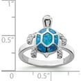 thumbnail image 3 of Sterling Silver Rhodium Created Blue Opal Turtle Ring (Size 8) Made In China qr6029-8, 3 of 5