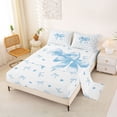 thumbnail image 2 of Erosebridal Cartoon Blue Ribbon Bed Sheets, Cool Girls Bow King Sheets, 4-Piece, 2 of 5