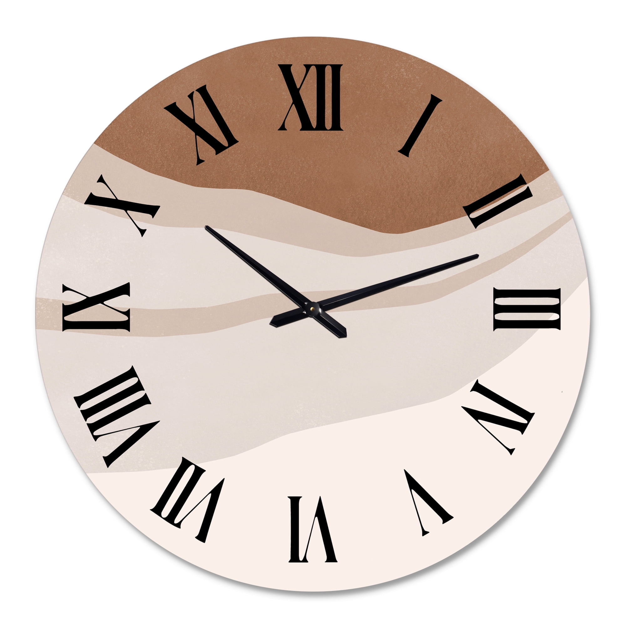 Designart 'Terracotta And Ivory Shapes With Scuff Effect' Modern Wall Clock