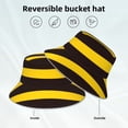 thumbnail image 5 of Bingfone Bee Stripe Bucket Hat For Men Women,Packable Reversible Printed Sun Hats,Fisherman Outdoor Travel Hiking Beach Caps, 5 of 9