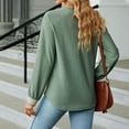 thumbnail image 5 of Women's Lace V Neck Shirts Long Sleeve Dressy Crochet Tshirt Tops Classic Casual Pullover Blouses Solid Hollow Tunics Short Sleeve Athletic Shirt Women Long Sleeve Woman Shirts Plain Loose T Shirts, 5 of 7