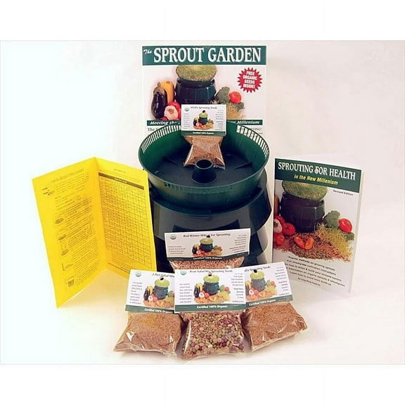 Basic Sprouting Starter Kit w/ Seeds - Everything You Need to Grow Sprouts in Your Kitchen - Includes: 3 Tray Sprout Garden, Organic Sprout Seed: Bean Mix, Alfalfa, Salad Mix, Wheat…