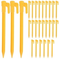 EKIDAZB 24Pcs Camping Tent Stakes with Hook Design Durable ABS Plastic Yellow