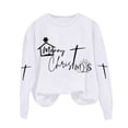 thumbnail image 4 of Wancir Christmas Sweatshirts For Women Merry Christmas Letter Graphic Printted Tops Crewneck Long Sleeve Xmas Pullover, 4 of 6