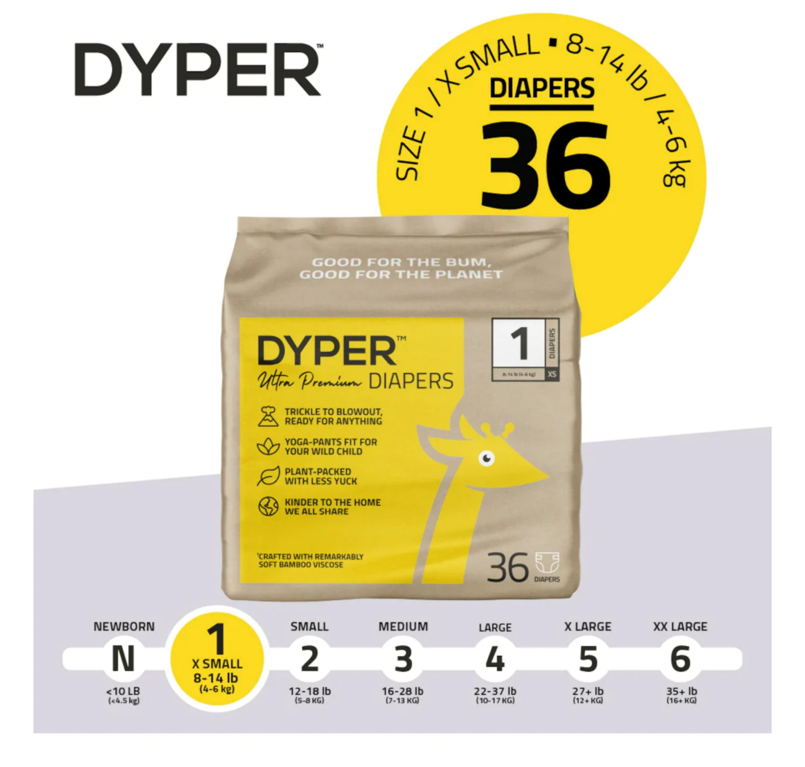 DYPER Ultra Premium Diapers Size 1, 36 Diapers (Select For More Options) - image 3 of 3