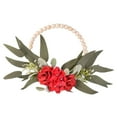 thumbnail image 4 of Sharprepublic Wood Bead Floral Wreath Artificial Flower Wreath Birthday Gift Front Door Floral Red, 4 of 8