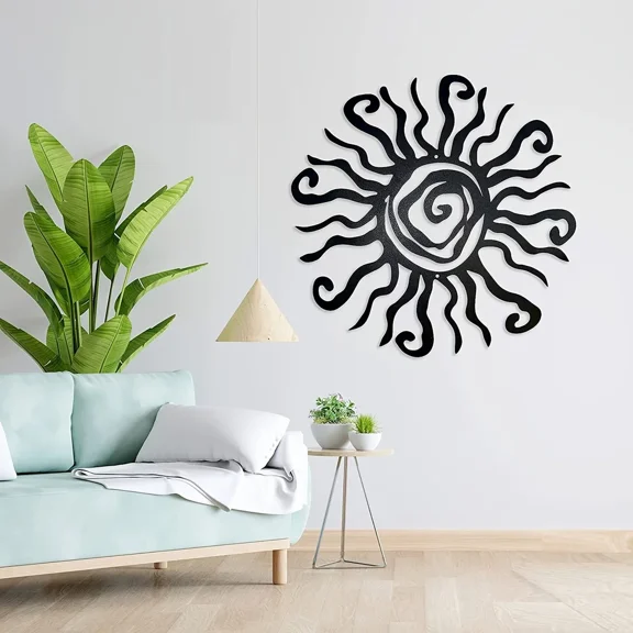 HELLOYOUNG Metal Sun Wall Art Outdoor Decor 18 Inch Rust-Proof Sculpture, Wall Decor for Living Room Kitchen Bathroom Patio, Modern Handmade Iron Art