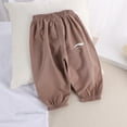 thumbnail image 2 of Gyexs Khaki Uniform Pants for Girls Elastic Waist Drawstring Athletic Pants Back To School Outfits Athletic Joggers for Girls Sweatpants (E, 5-6 Years), 2 of 3