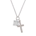 thumbnail image 2 of Delight Jewelry Silvertone Imagine Create Become Everlasting Love Engraved Cross Zoey Necklace, 28", 2 of 4