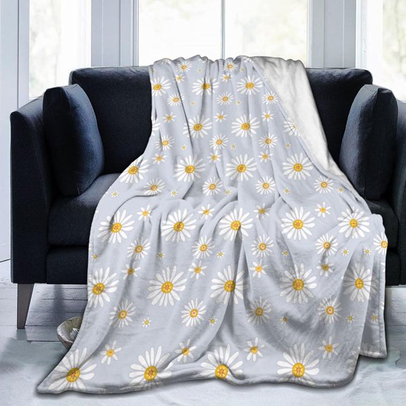 Little Daisy Flowers Fleece Throw Blanket Ultra Soft Cozy Decorative Flannel Blanket for Home Bed Couch Chair Travel 50x40in