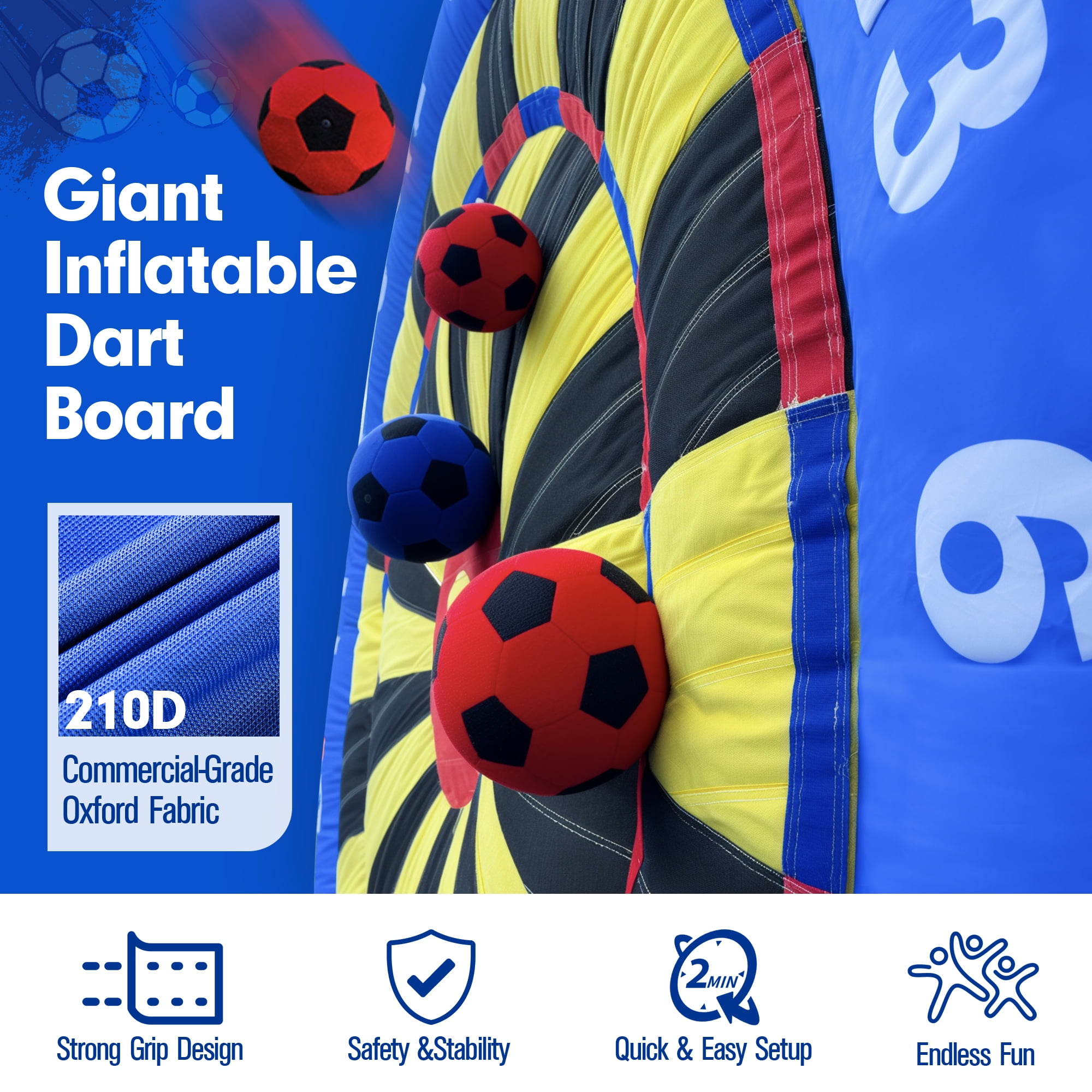 Wellcomer 10FT Inflatable Soccer Dartboard  & Archery Target Game