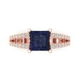 thumbnail image 2 of 2.43ct princess cut blue sapphire 18k rose gold Bridal Wedding Engagement Promise Anniversary Ring for Women size 6.75, 2 of 7