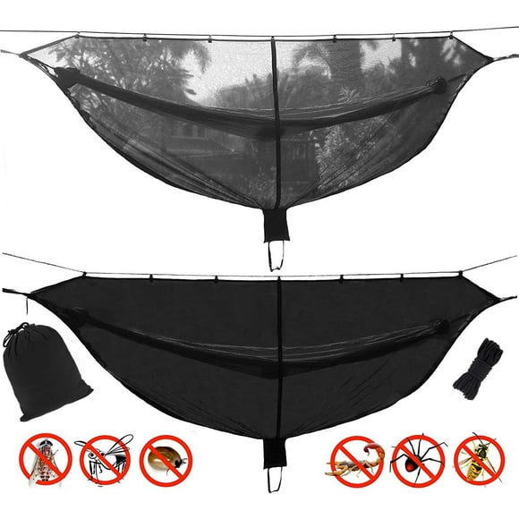 Hammock Bug Net Mosquito Net, No See Ums and Insects - Size 133" X 55" Fit for All Camping Hammocks. Breathable and Fast Setup (Black)