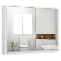 Costway Wall Mounted Bathroom Storage Cabinet Medicine Cabinet Organizer Shelf W/Double Mirror Door White