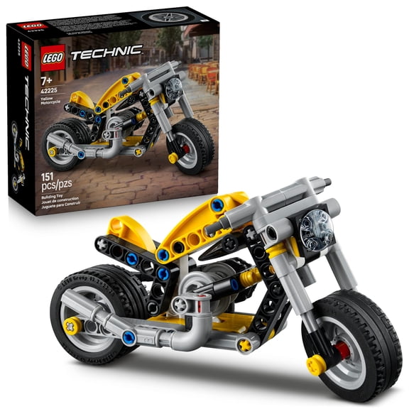 LEGO Technic Yellow Motorcycle Toy - Building Toy for Boys & Girls, Ages 7 - Model Kit with Detailed Features - Bedroom Decor for Kids - Gift for Birthdays - 42225