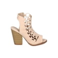 thumbnail image 2 of New Women Nature Breeze Webber-14 Leatherette Peep Toe Caged Chunky Heel Sandal, 2 of 5