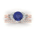 thumbnail image 2 of 3.06 ct Brilliant Round Cut Tanzanite 18K Rose/White Gold Solitaire with Accents Engagement Bridal Wedding Ring Band Set size 8, 2 of 7