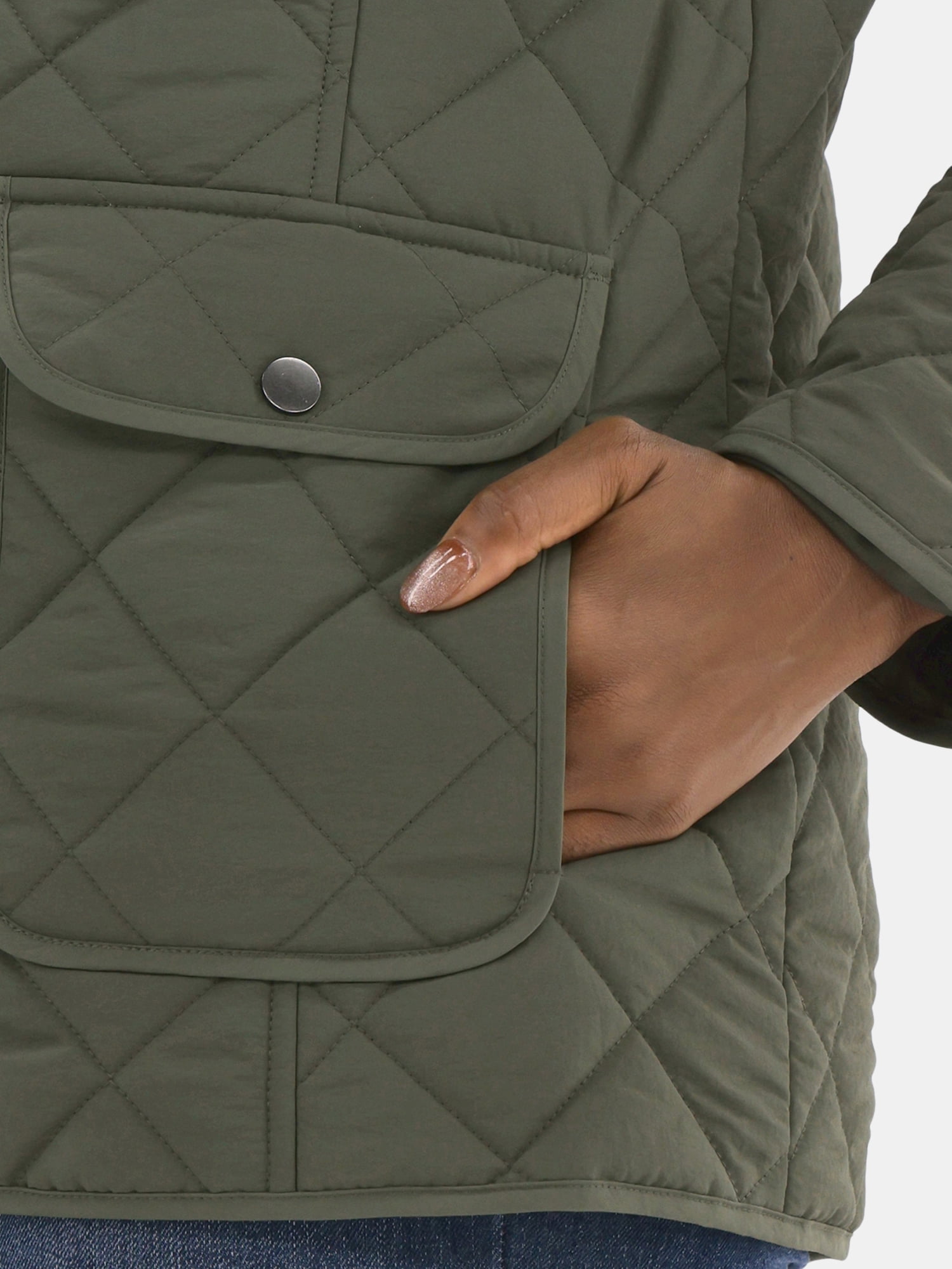Time and Tru Women's Quilted Barn Coat, Midweight, Sizes XS-2X