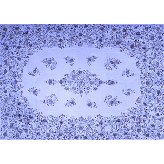 Ahgly Company Machine Washable Indoor Rectangle Medallion Blue Traditional Area Rugs, 5' x 7'