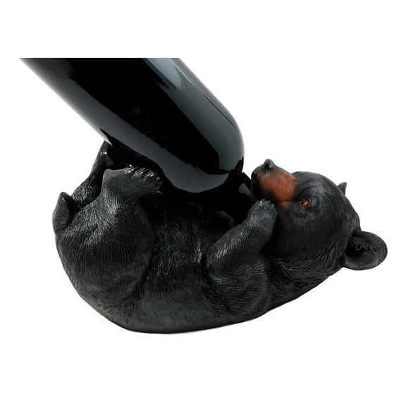 Ebros Grandfather Mountain Black Bear Wine Holder Figurine 9"Long Winter Hibernation Bear-Tonic Decor Sculpture