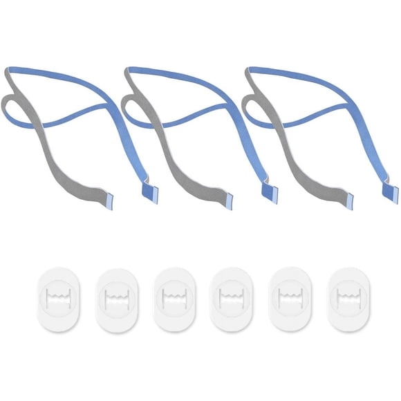 Replacement Headgear Compatible with ResMed Airfit P10 Nasal Pillow CPAP Mask Straps Included 3 Super Elastic Straps and 6 Adjustment Clips(3 Pack)