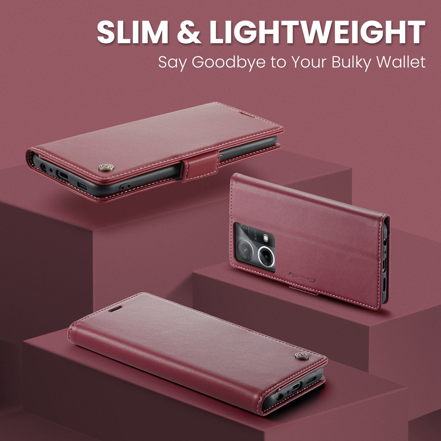 ETFAST Leather Phone Case Wallet With Card Holder Zipper For OPPO Reno 8 4G High Quality Leather Phone Case