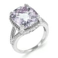thumbnail image 2 of 925 Sterling Silver Rhodium Checker-Cut Pink Quartz Ring Size 7, 2 of 7