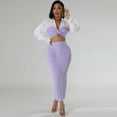 thumbnail image 2 of Conjunto de dos piezas para primavera y otoño, cuello en V, estampado, top de manga larga y falda larga elegante, conjuntos de mujer, ropa de calle alta, traje de playa informal, 2 of 5
