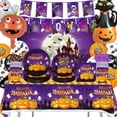 thumbnail image 3 of 2023 Halloween Temática Suministros De Fiesta De Araña Calabaza Bandera Mantel Plato De Papel Taza Desechable Juego De Cubiertos De Látex Fantasma Globo Horror Decoración, 3 of 4