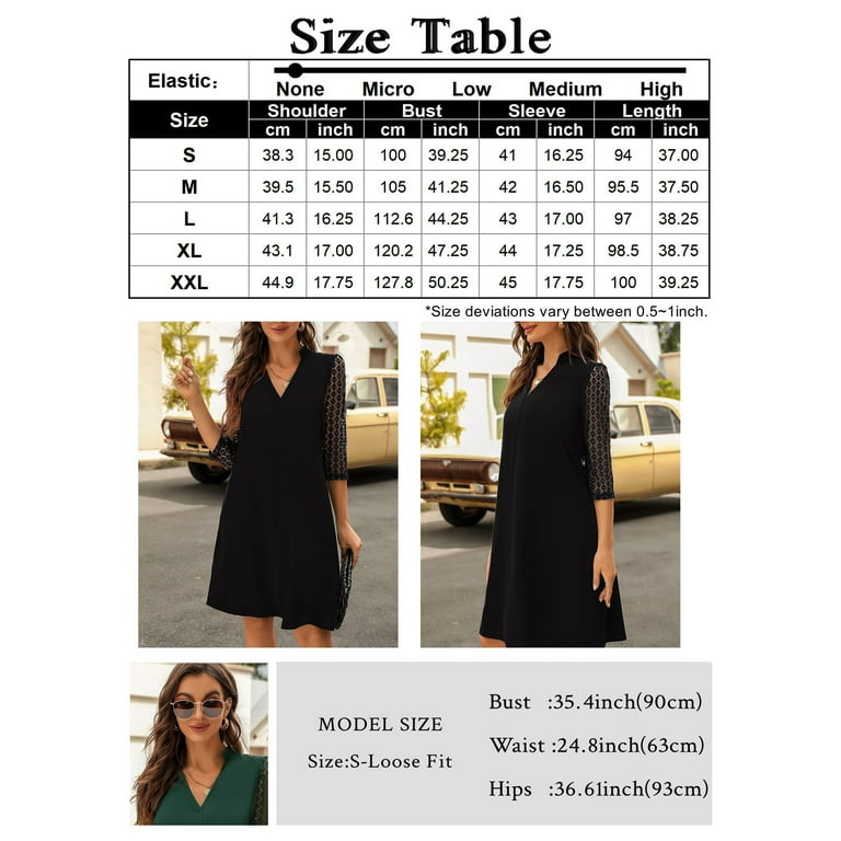 Women's Shift Knee Length Dress 3/4 Sleeve Tunic Dress Loose Shift Dresses Black Medium - Walmart.com Women's Shift Knee Length Dress 3/4 Sleeve Tunic Dress Loose Shift Dresses Black Medium - Walmart.com