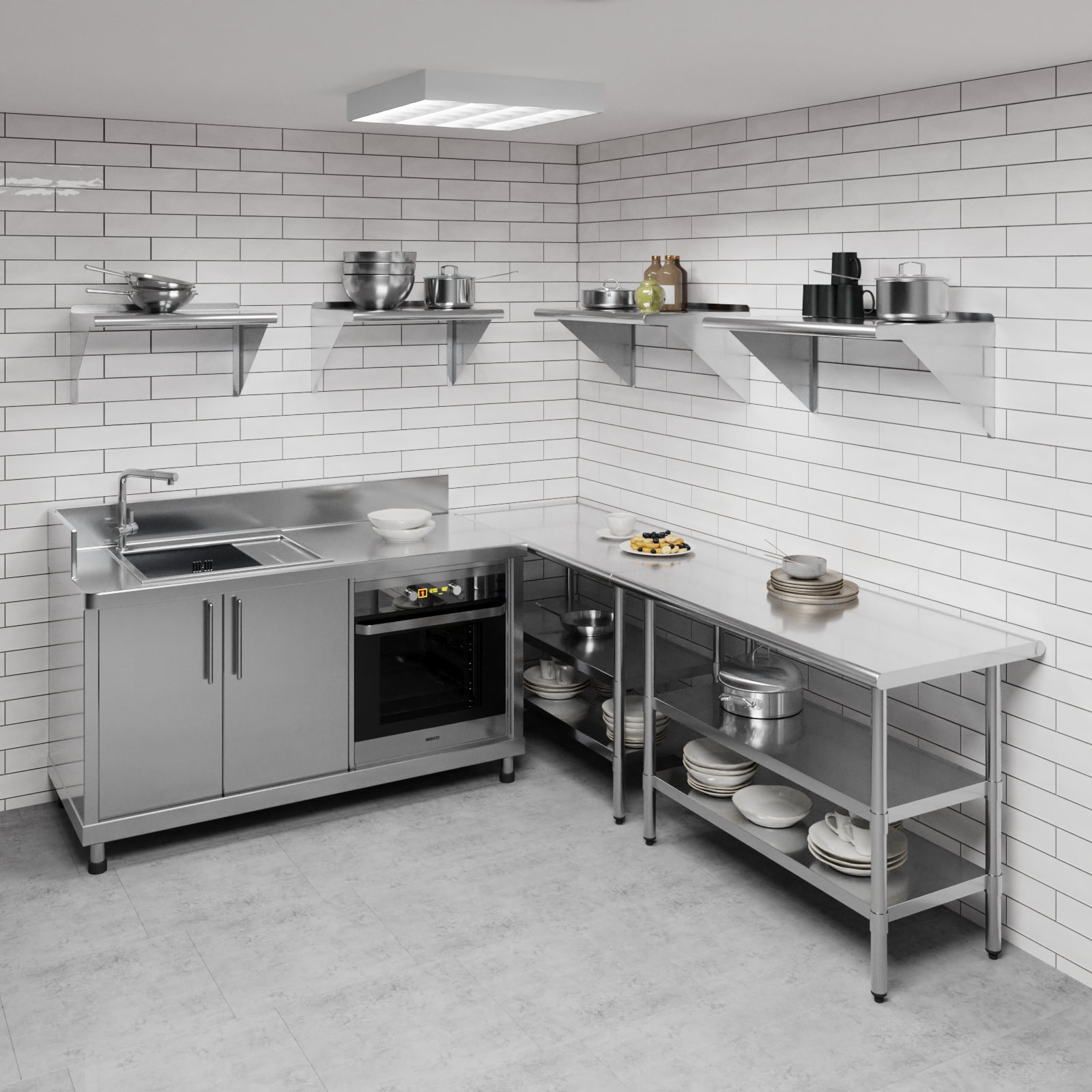 AmGood 18 in. x 30 in. Stainless Steel Wall Shelf | NSF Certified | Appliance & Equipment Metal Shelving | Kitchen, Restaurant, Garage, Laundry, Utility Room