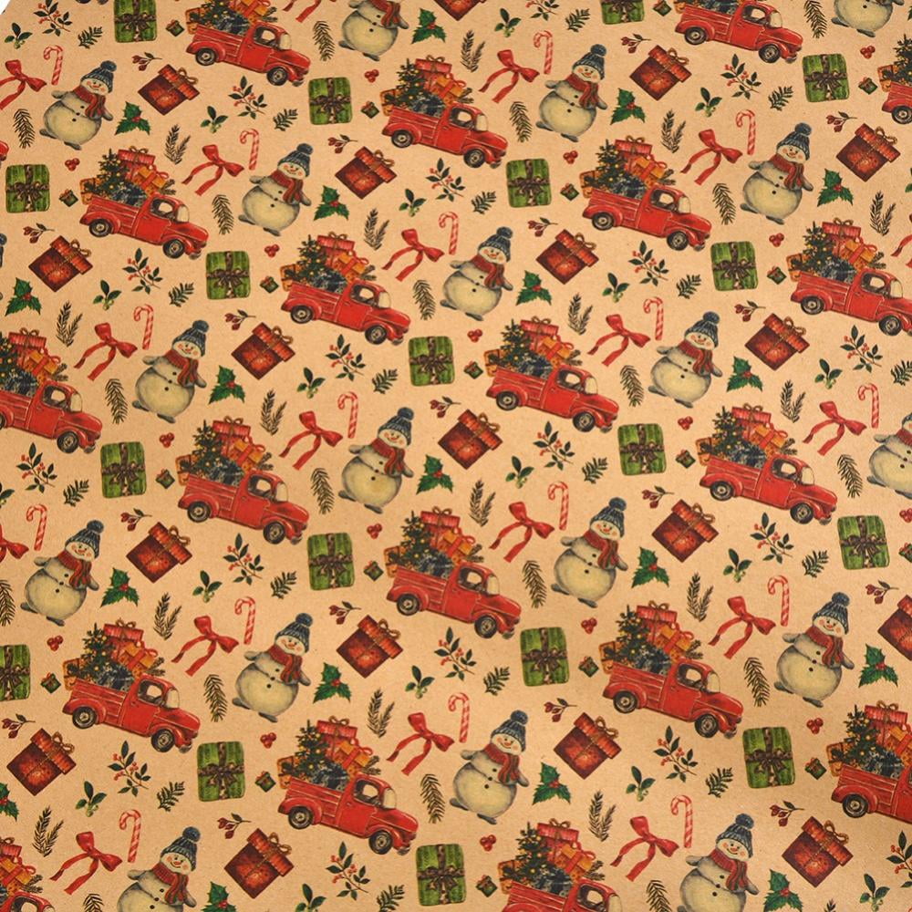 Recyclable Kraft Christmas Flat Wrapping Paper Sheets