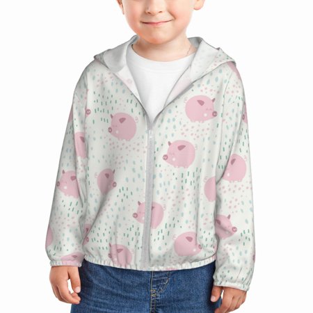 

Gaeub Cute Pigs Print Athletic Sun Protection Hoodie for Kids Long Sleeve Outdoor UV Shirt Running Fishing Top for Boys Girls-4 Years