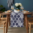 thumbnail image 2 of Blue Boho Table Runner - 48 Inch Long, Kitchen Dining Table Runner Dresser Scarves, Vintage Country Ethnic Abstract Gingham Farmhouse Decor for Coffee Tables Wedding Party Banquet, 2 of 8