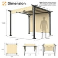 thumbnail image 2 of UBesGoo 10' x 10' Pergola Metal Dark 6 Beams Adjustable Shade Fabric Curved Top Folding Shed Khaki, 2 of 7