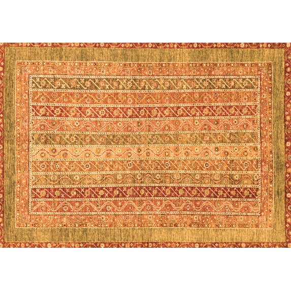 Ahgly Company Indoor Rectangle Abstract Orange Modern Area Rugs, 7' x 10'