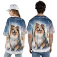 thumbnail image 5 of Hello Winter Shetland Sheepdog Welcome Snowy Night Watercolor Vintage All Over Print 3D Baseball Shirt Sheltie Dog Lover Gifts Softball Sport - 01011, 5 of 6