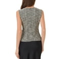 thumbnail image 3 of INSPIRE CHIC Tweed Top for Women Sleeveless Crew Neck Plaid Print Waist Zipper Buckle Back Blouse Tops XL Beige Black, 3 of 5