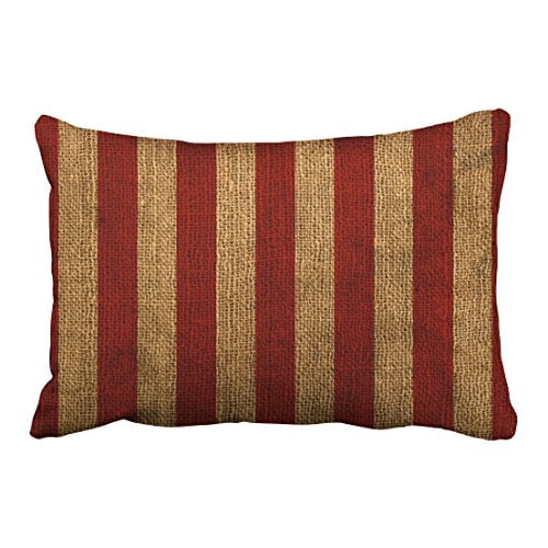 WinHome Rectangl Throw Pillow Covers Nautical Rustic Red Stripe