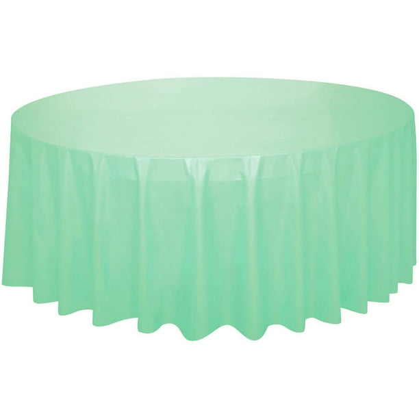 Mint Green Plastic Party Tablecloth, Round, 84in