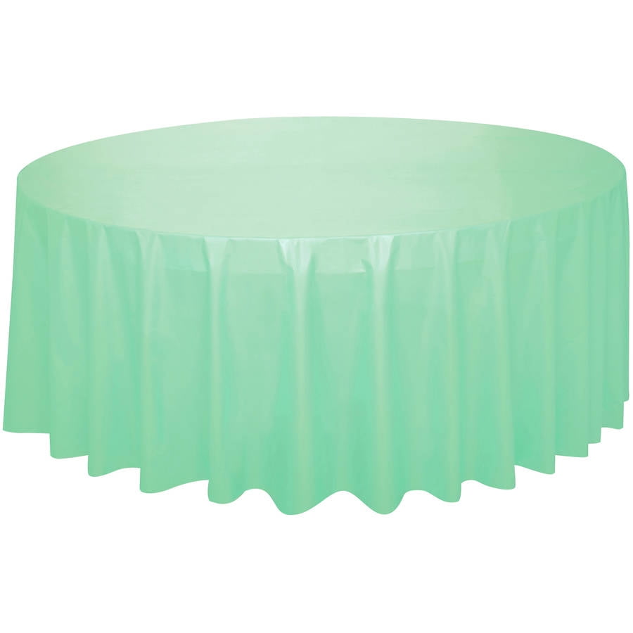Mint Green Plastic Party Tablecloth, Round, 84in