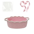 thumbnail image 2 of Woven Cotton Storage Basket with Handles, Decorative Gift and Organizer Basket for Shelf, Closet, Bathroom and Pantry, Light Pink, 2 of 6