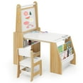 thumbnail image 1 of Costway Kids Art Table and Chair Set with  Easel & Chair Whiteboard & Chalkboard Paper Roll, 1 of 10