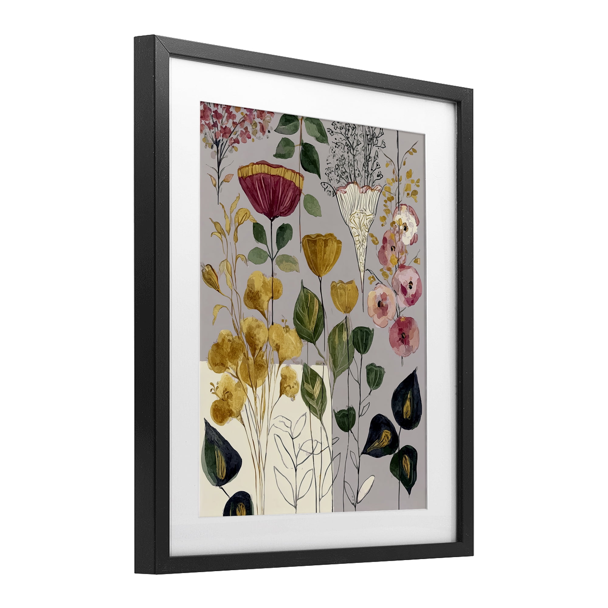 Playful Assumptions Foliage Black Framed Print Under Glass, design by Annabelle Hall