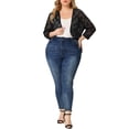 thumbnail image 2 of MODA NOVA Juniors Plus Size Lace Crop Shrug Cardigan Black 3X, 2 of 6